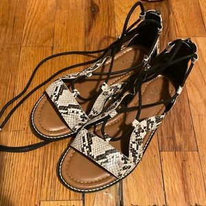 Crown Vintage Paysley Snakeskin Lace Up Sandals